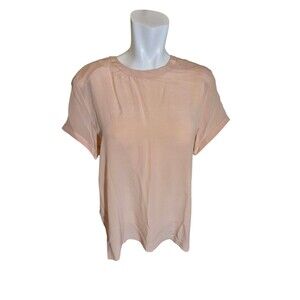 Rena Rowen VTG 90s Y2K Silk Crepe Blouse Mother of Pearl Buttons Peach Pink Sz M